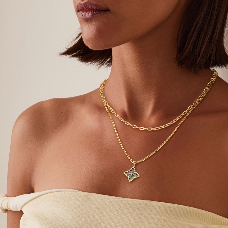 Fettero Gold Necklace for Women 14K Gold Plated Clover Necklace Black Mother of Pearl Lucky Pendant Charm Necklaces for Women Statement Jewelry - Image 4