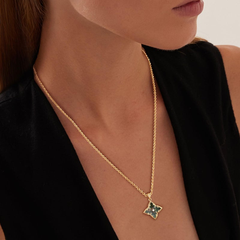Fettero Gold Necklace for Women 14K Gold Plated Clover Necklace Black Mother of Pearl Lucky Pendant Charm Necklaces for Women Statement Jewelry - Image 1