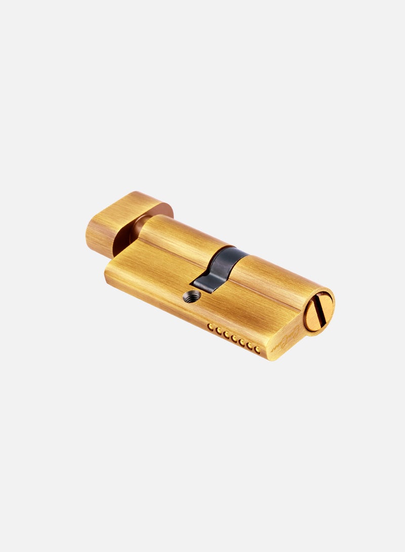 CINCINNO Premium 70mm Full Brass Bathroom Door Cylinder Lock with Knob & Coin Turn – Privacy Thumb Turn Lock with 5-Year Warranty, Anti-Rust Euro Cylinder, Silent Lock – (Brushed Yellow Bronze) 