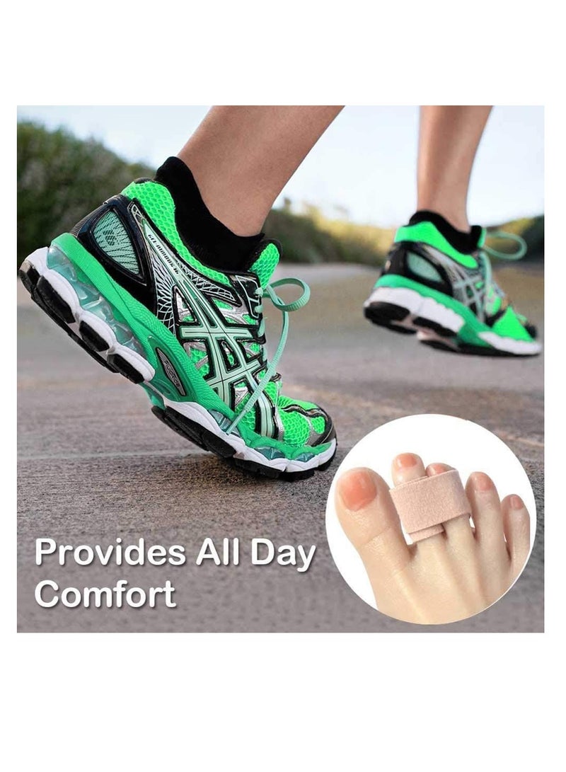 SOLARAE Broken Toe Wraps Fabric Toe Splint Toe Correct Toes Cushioned Bandages Finger Protectors Straightener Hammer Toe Separators Corrector for Your Big Toes Beige, 10 Pcs Toe Wraps - Image 2