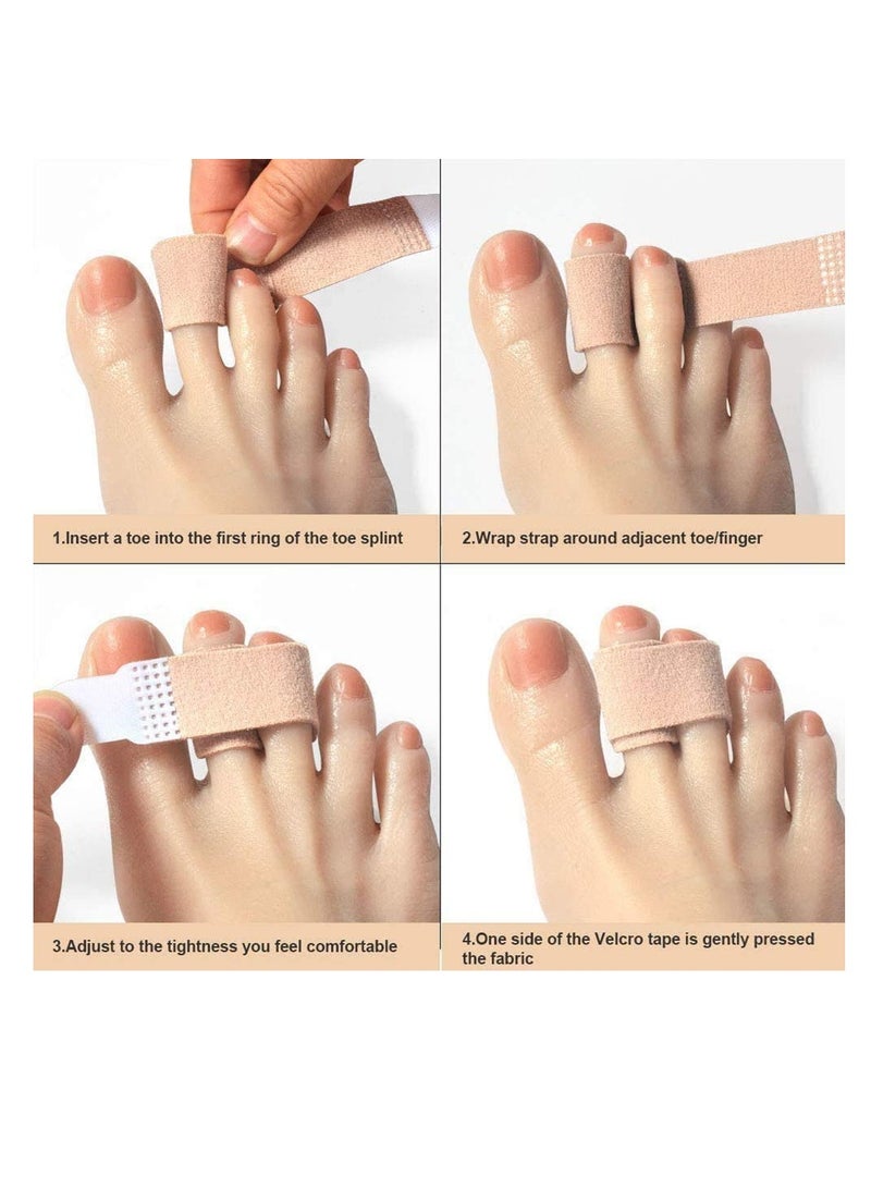 SOLARAE Broken Toe Wraps Fabric Toe Splint Toe Correct Toes Cushioned Bandages Finger Protectors Straightener Hammer Toe Separators Corrector for Your Big Toes Beige, 10 Pcs Toe Wraps - Image 5