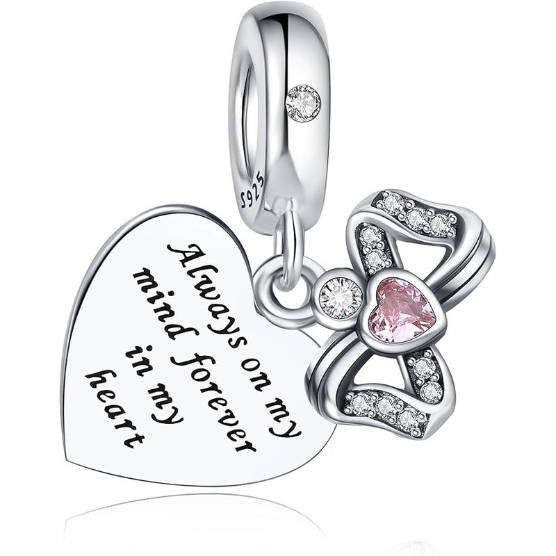 CLYQCL 925 Sterling Silver Charms Fit Pandora Charms Bracelet God Has You In His Arms I Have You In My Heart Fit Wife Daughter Mother's Day Christmas Birthday Gift - Image 1