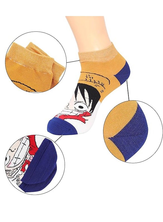 جوارب لوفي قطعة واحدة من الرسوم المتحركة 5 أزواج من الجوارب غير المرئية جوارب منخفضة القطع للرجال والنساء - Image 4