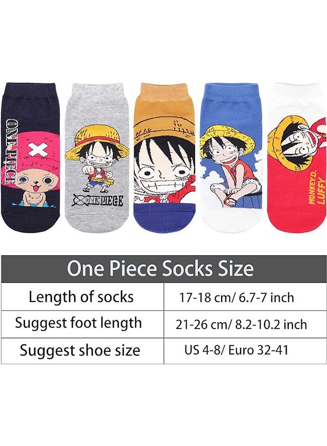 جوارب لوفي قطعة واحدة من الرسوم المتحركة 5 أزواج من الجوارب غير المرئية جوارب منخفضة القطع للرجال والنساء - Image 5