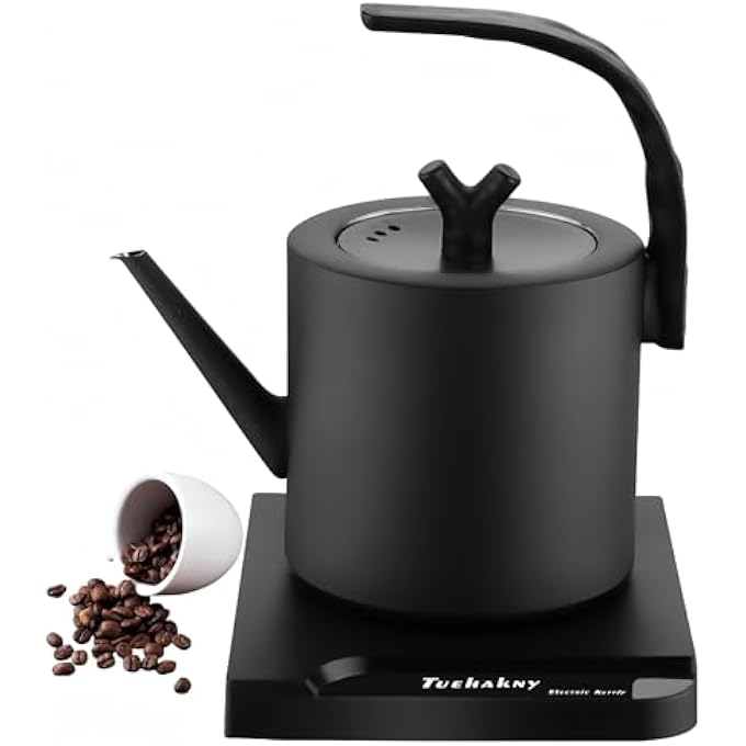 Tuehakny Electric Gooseneck Kettle 10L Electric Kettle 304 Stainless Steel Electric Kettle Tea Kettle With Auto Shut Off 1000W Ultra High Speed Boiling Kettle Matte Black - Image 1