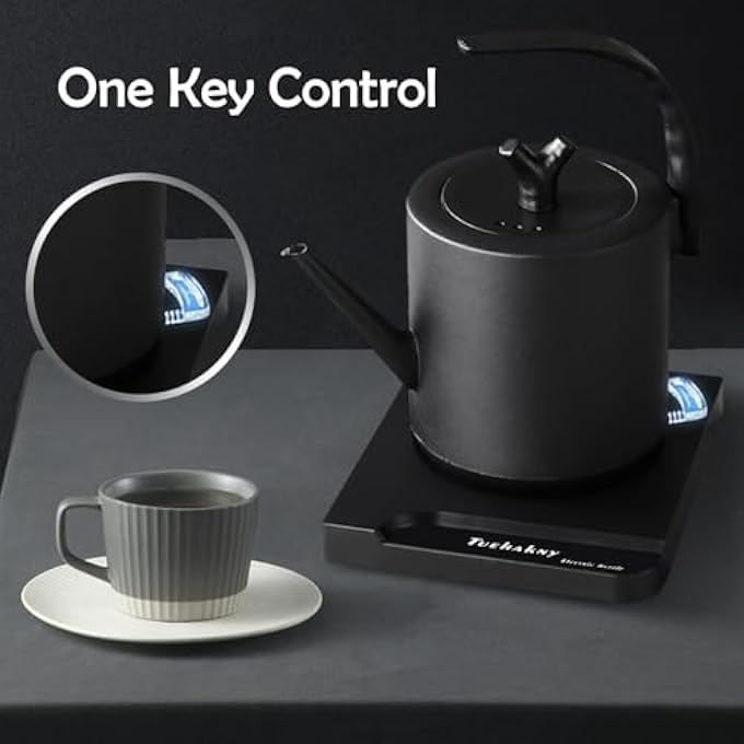 Tuehakny Electric Gooseneck Kettle 10L Electric Kettle 304 Stainless Steel Electric Kettle Tea Kettle With Auto Shut Off 1000W Ultra High Speed Boiling Kettle Matte Black - Image 4