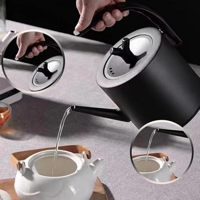 Tuehakny Electric Gooseneck Kettle 10L Electric Kettle 304 Stainless Steel Electric Kettle Tea Kettle With Auto Shut Off 1000W Ultra High Speed Boiling Kettle Matte Black - Image 3