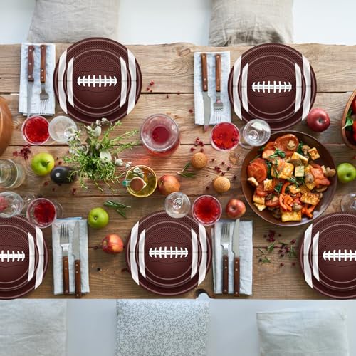 Aixuler 40pcs Football Party Paper Plates Set Disposable Sports Party Food Dinner Dessert Plate Birthday Tableware Decorations Favors, Including 20pcs 9" and 20pcs 7" Plates for Football Theme Plate - Image 5