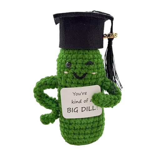 Primo Lines Graduation Pickle Doll Whimsical 2026 Graduation Gift Handmade Crochet with Cap Unique Gift for Graduates of Class 2026 PocketSized Stress Relief - Image 1