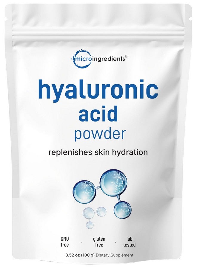 Micro Ingredients مسحوق سيروم حمض الهيالورونيك من مايكرو إينغريدينتس، 100 جرام | وزن جزيئي منخفض، درجة تجميلية | مكملات دعم ترطيب البشرة والرطوبة | نباتي، قابل للذوبان في الماء (خلال 2 ساعة) - Image 1