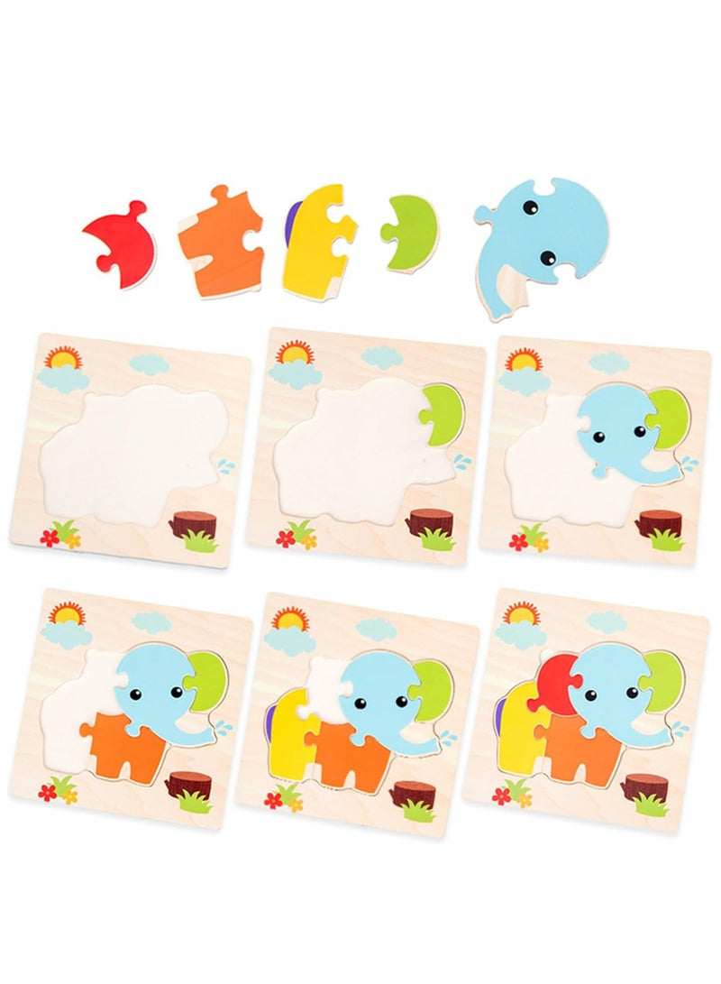 Wooden Puzzle 12 Pack Jigsaw Toddler Puzzles 3D Animal Color Shape Early Learning Educational Gift Set - Image 2