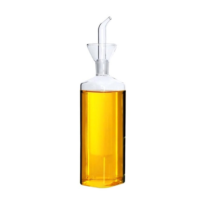 LANDHOPE OIL BOTTLE GLASS OLIVE OIL DISPENSER BOTTLE GLASS COOKING OIL VINEGAR MEASURING DISPENSER WITH SPOUT FOR KITCHEN AND BBQ 500 ML17 OZ