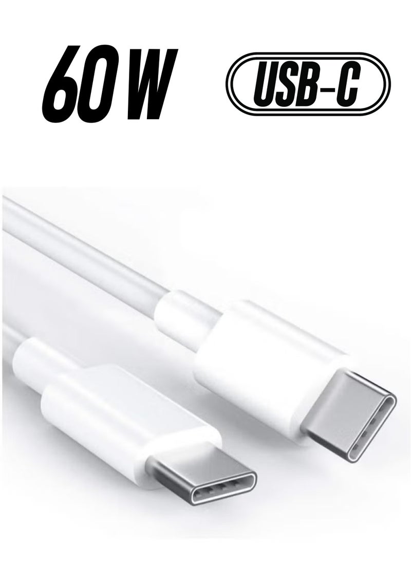 USB C Cable 60W, USB-C to USB-C Cable 1 meter, USB C Charger Cable for iPhone 15, Mac Book Pro 2020, iPad Pro 2020, Switch, Samsung Galaxy S20 Plus S9 S8 Plus, Pixel, Laptops and lot more  - Image 1