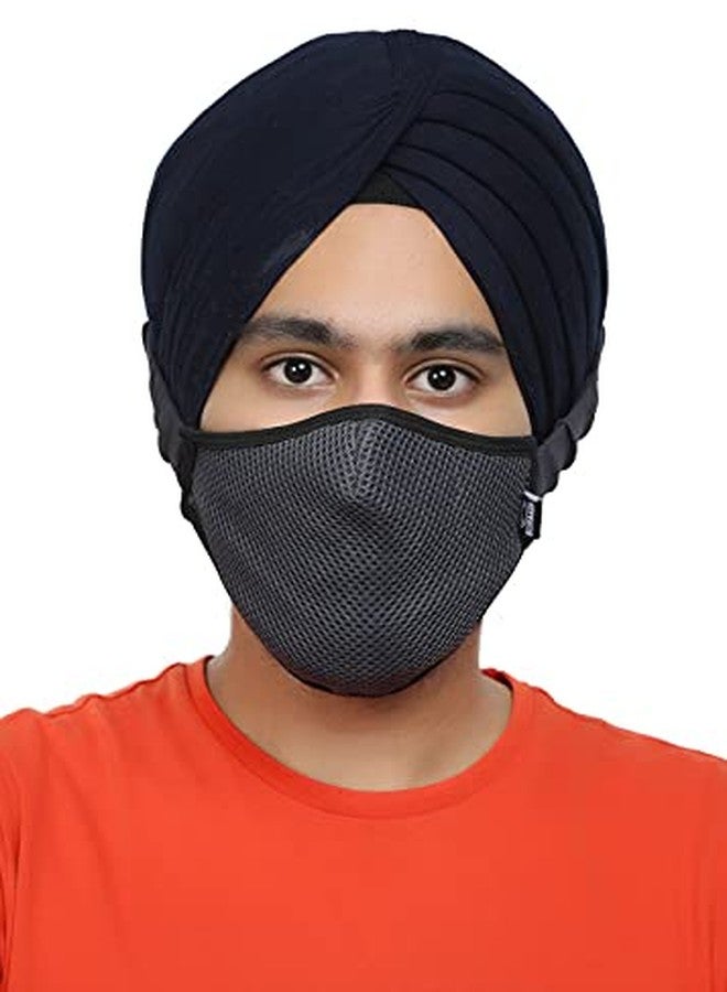 بسماد قناع بسماذ ثلاثي الطبقات من مزيج القطن المسامي مع شريط مطاطي مناسب للعمامة، لون رمادي داكن، عبوة من قطعتين - Image 5