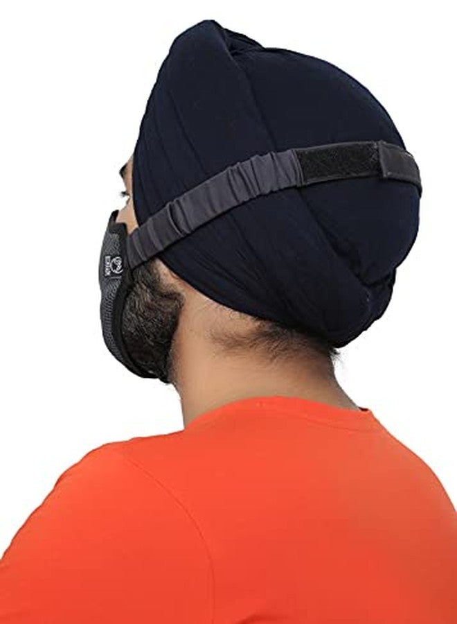 بسماد قناع بسماذ ثلاثي الطبقات من مزيج القطن المسامي مع شريط مطاطي مناسب للعمامة، لون رمادي داكن، عبوة من قطعتين - Image 4