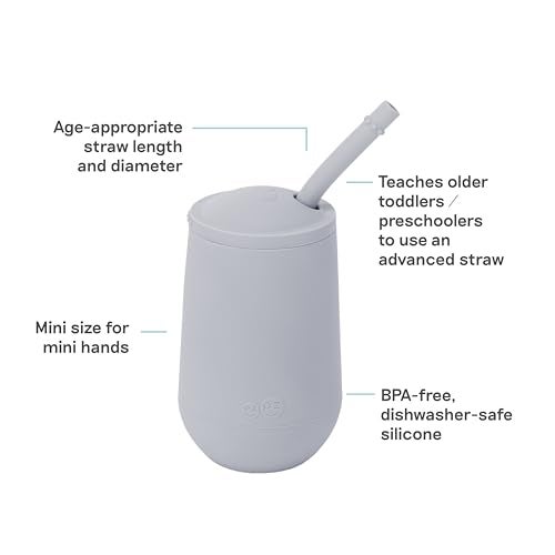ezpz Happy Cup + Straw Training System - 100% Silicone Training Cup for Toddlers + Preschoolers - Designed by a Pediatric Feeding Specialist - 24 Months+ (Pewter) - Image 3