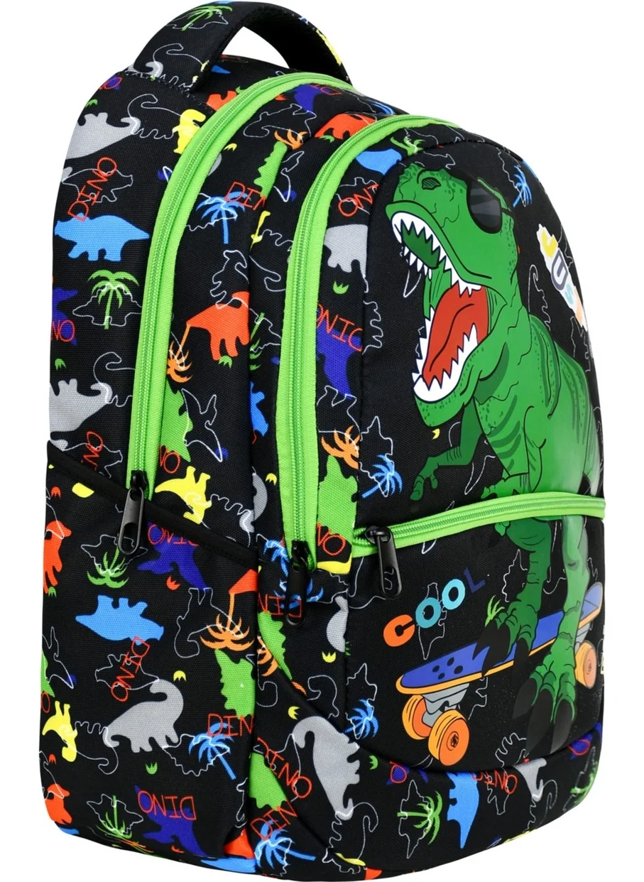Çantaland 3-Pack Primary School Dinosaur Patterned School Bag with Lunch Box and Pencil Case for Boys