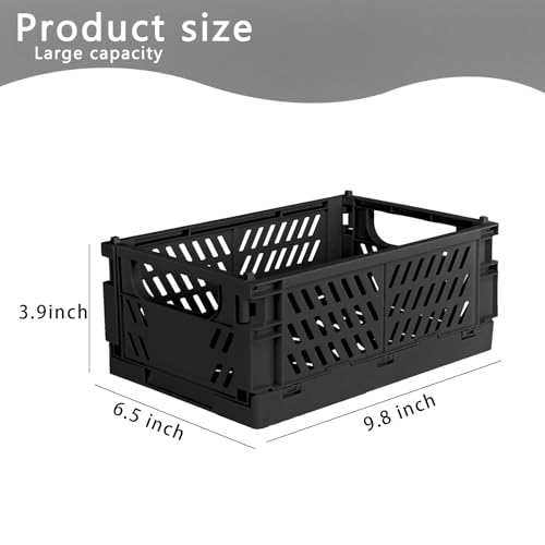 Tixill 2Pack Mini Foldable Plastic Storage Box Mini Plastic Baskets for Organizing and Storage for Home Kitchen Bedroom Bathroom Office Black 98x65x38 - Image 3