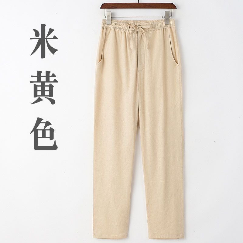Mens Summer Cool Linen Casual Trousers Black - Image 4