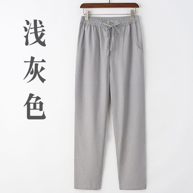 Mens Summer Cool Linen Casual Trousers Black - Image 3