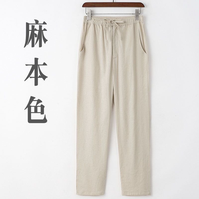 Mens Summer Cool Linen Casual Trousers Black - Image 5