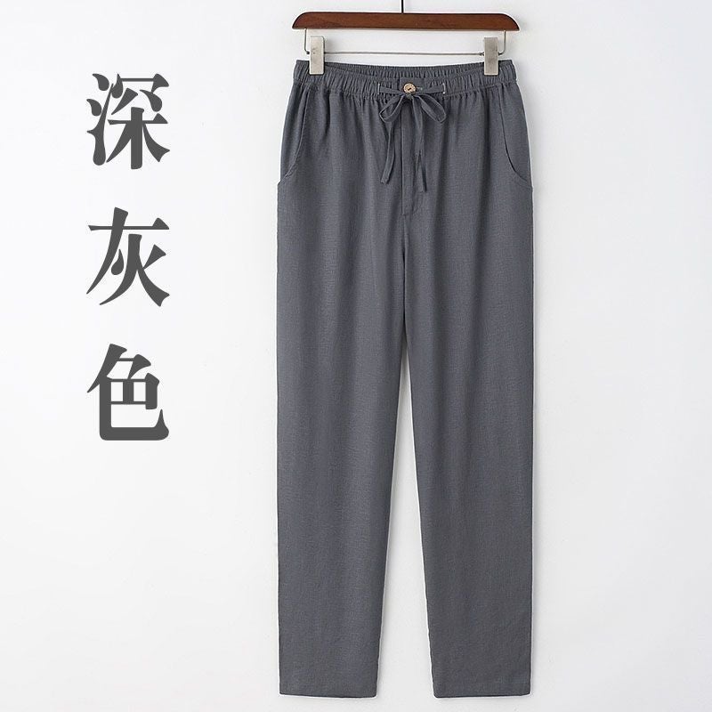 Mens Summer Cool Linen Casual Trousers Black - Image 2