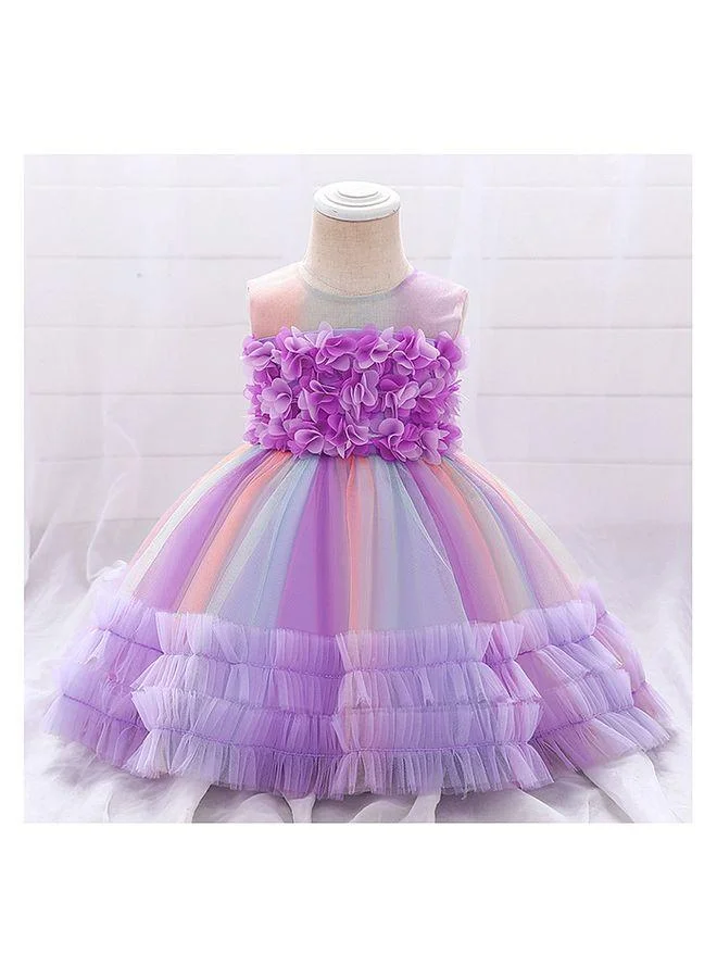 Mark & Mia Mark & Mia Bow Detailing Floral Embellished Party Dress - Purple