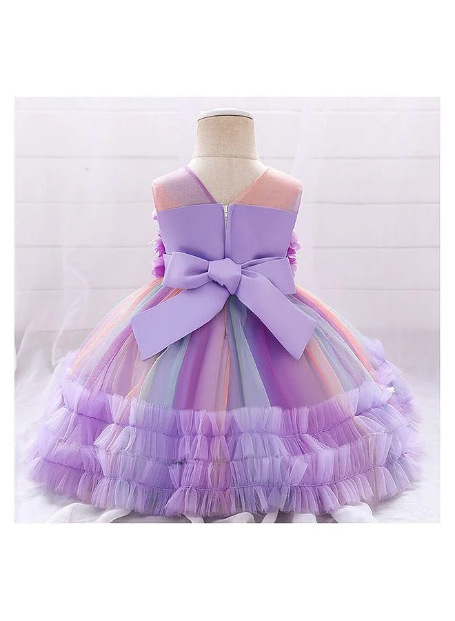 Mark & Mia Mark & Mia Bow Detailing Floral Embellished Party Dress - Purple