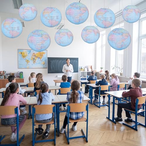 Renbuzhu 15Pcs Around The World Paper Lantern Hanging Decorations Travel Map Globe Theme Decor for Earth Day Classroom Birthday Party Supplies - Image 3