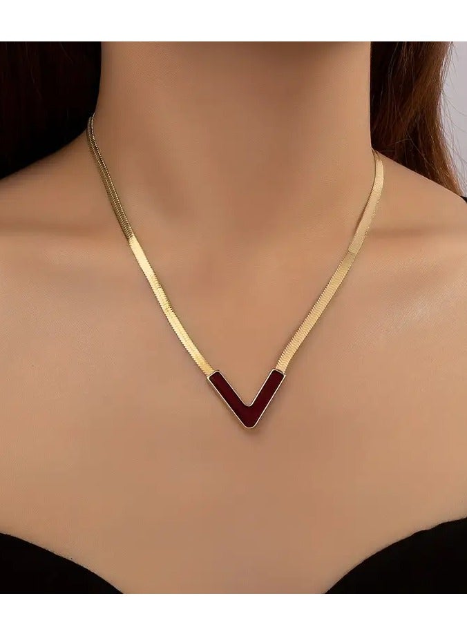 هوم كليرانس سايل 18K الذهب مطلي الشخصية على شكل V قلادة قلادة أسلوب بسيط مجوهرات هدية إكسسوارات النساء - Image 2