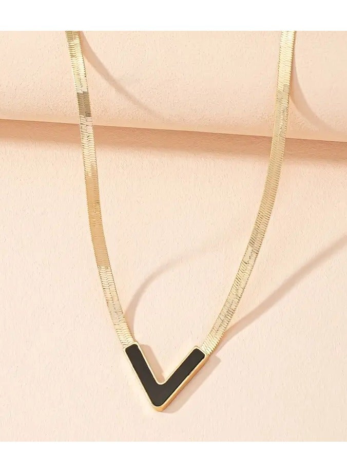 هوم كليرانس سايل 18K الذهب مطلي الشخصية على شكل V قلادة قلادة أسلوب بسيط مجوهرات هدية إكسسوارات النساء - Image 3