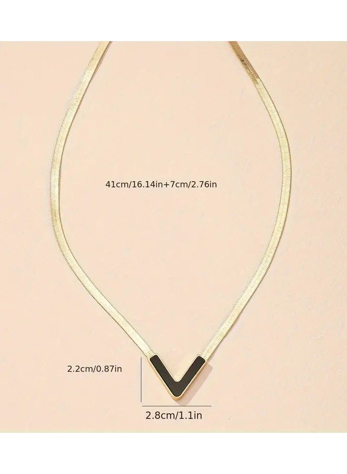 هوم كليرانس سايل 18K الذهب مطلي الشخصية على شكل V قلادة قلادة أسلوب بسيط مجوهرات هدية إكسسوارات النساء - Image 4