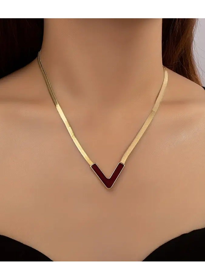 هوم كليرانس سايل 18K الذهب مطلي الشخصية على شكل V قلادة قلادة أسلوب بسيط مجوهرات هدية إكسسوارات النساء - Image 5