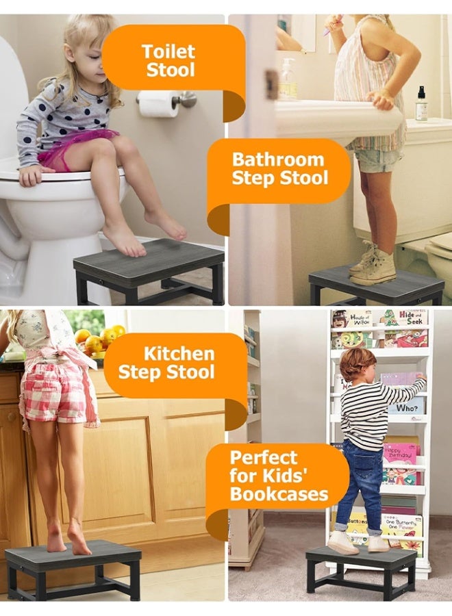 كراسي خطوات للكبار والأطفال، كرسي خطوة واحد، متين، كرسي خطوة بجانب السرير للمطبخ/الحمام/بجانب السرير (رمادي) - Image 2
