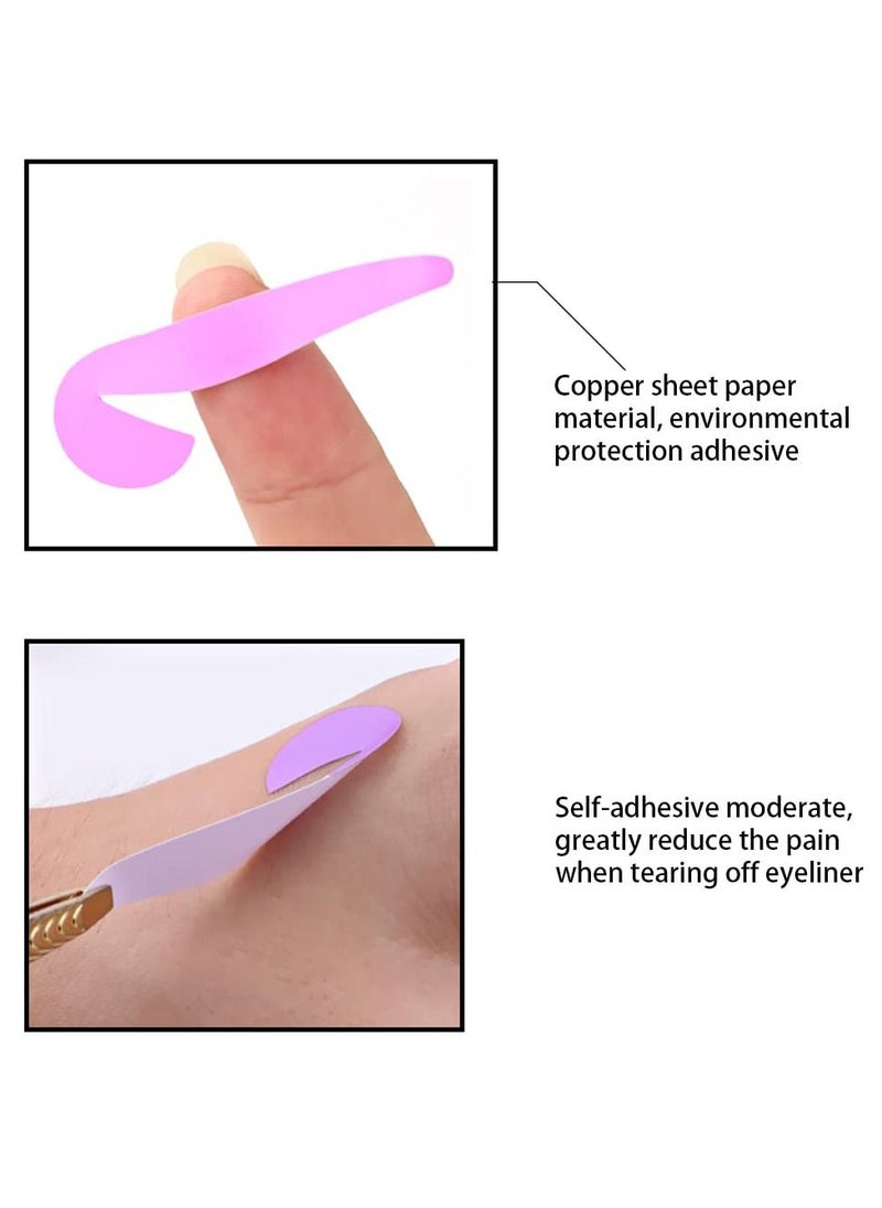 SYOSI - Eyeliner Template Sticker, Eyeliner Stencil Stickers, 4 Kinds of Eyeliner Eyeshadow Makeup Template, Fox Eyeliner Template Artifact, Lazy Helper Card, Beginner Quick Eye Makeup Props (Purple,12 pcs) - Image 1