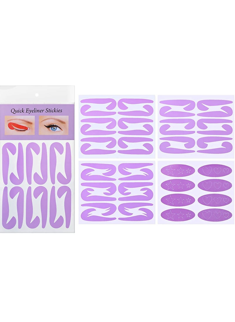 SYOSI - Eyeliner Template Sticker, Eyeliner Stencil Stickers, 4 Kinds of Eyeliner Eyeshadow Makeup Template, Fox Eyeliner Template Artifact, Lazy Helper Card, Beginner Quick Eye Makeup Props (Purple,12 pcs) - Image 1