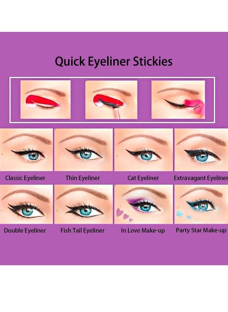 SYOSI - Eyeliner Template Sticker, Eyeliner Stencil Stickers, 4 Kinds of Eyeliner Eyeshadow Makeup Template, Fox Eyeliner Template Artifact, Lazy Helper Card, Beginner Quick Eye Makeup Props (Purple,12 pcs) - Image 1