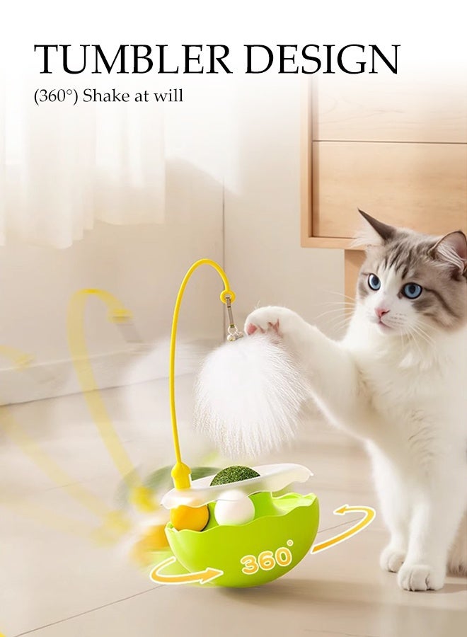 DUNISO Interactive Cat Toys for Indoor Cats, 360° Rotating Tumbler Ball Toy with Feathers and bells, IQ Boosting Kitten Toys,Contain Catnip ball - Image 4