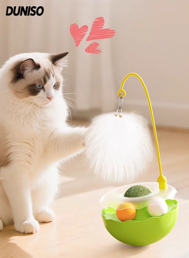 DUNISO Interactive Cat Toys for Indoor Cats, 360° Rotating Tumbler Ball Toy with Feathers and bells, IQ Boosting Kitten Toys,Contain Catnip ball - Image 1
