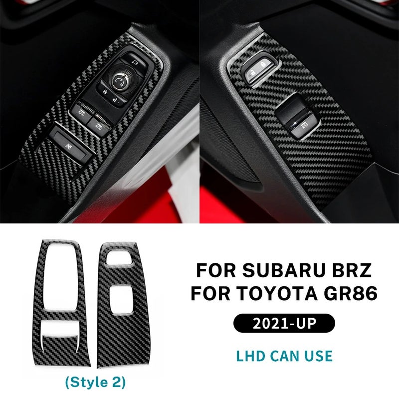 Real Soft Carbon Fiber Sticker For Subaru BRZ Toyota GR86 2021 2022 2023 2024 LHD RHD Car Door Window Button Panel Interior - Image 4