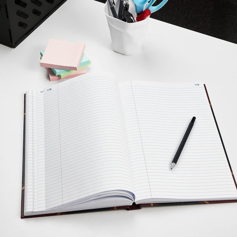 Staples Black Record Book, Hardbound, 300 Numbered Pages, 11-3/4" x 7-1/4", Durable Sewn Binding Notebook for Logs, Records & Noteâ€‘Taking - Image 3