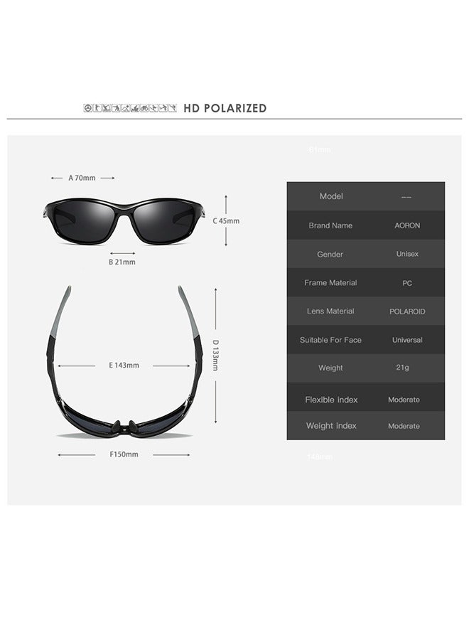 APPTRIN Outdoor Cycling Sports Glasses for Men Women, Sports Trendy Sunglasses, Bicycle Driving Sunglasses, Polarized Rectangular Sunglasses, Used for Fishing and Running on Bicycles (Black Gray) - Image 2