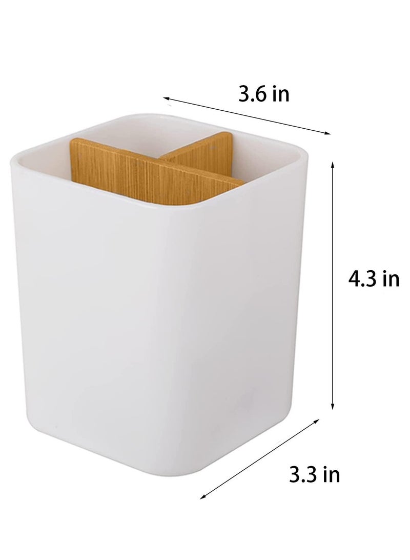 سوكاني حامل فرشاة الأسنان للحمامات، 3 فتحات لفرشاة الأسنان ومعجون الأسنان ومنظم لطاولة الحمام لفرشاة الأسنان الكهربائية وخيط الأسنان وشفرات الحلاقة (أبيض) - Image 2