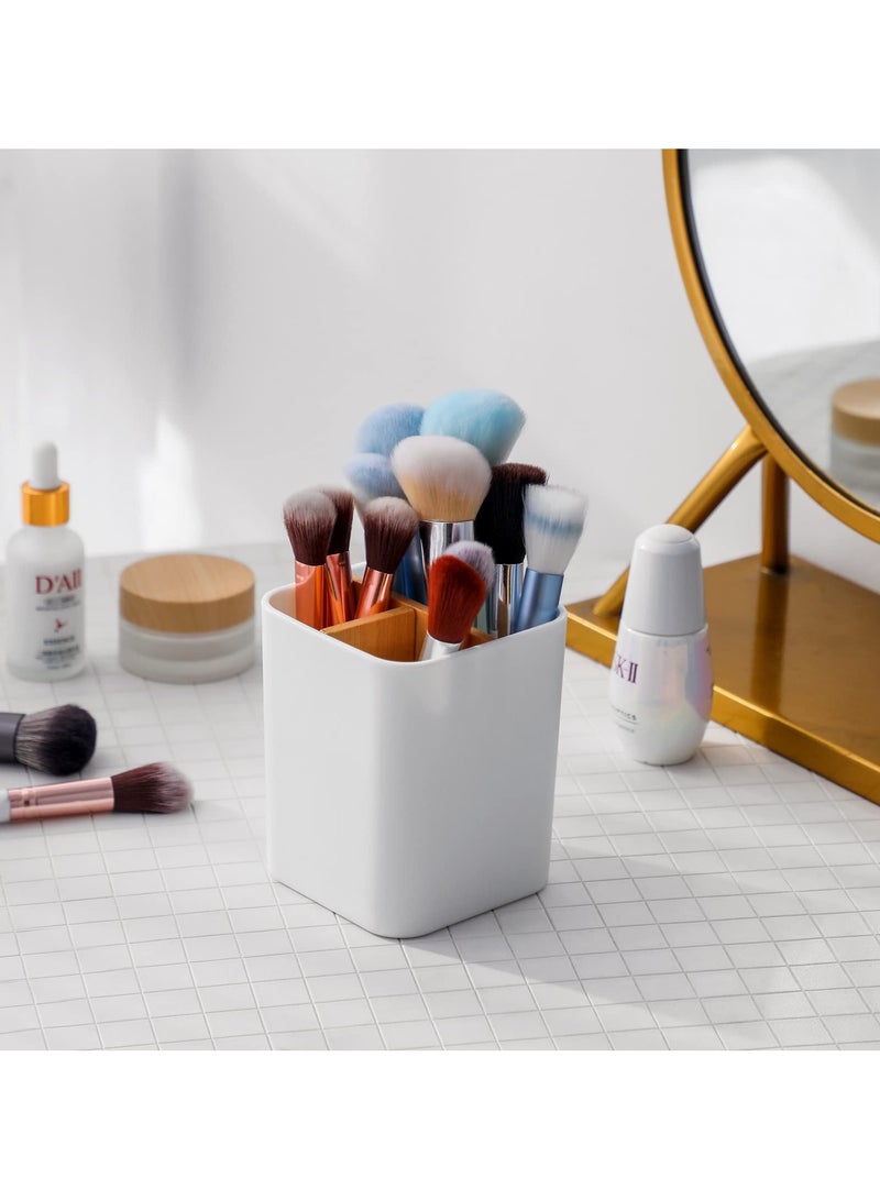 سوكاني حامل فرشاة الأسنان للحمامات، 3 فتحات لفرشاة الأسنان ومعجون الأسنان ومنظم لطاولة الحمام لفرشاة الأسنان الكهربائية وخيط الأسنان وشفرات الحلاقة (أبيض) - Image 3