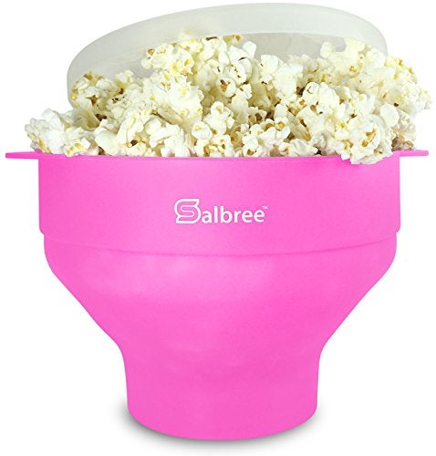 Salbree The Original Salbree Collapsible Silicone Microwave Popcorn Popper Maker Machine, Microwavable Bowl Holds 16 Cups, Uses Hot Air and Oil Always Optional - The Most Colors Available (Pink) - Image 1