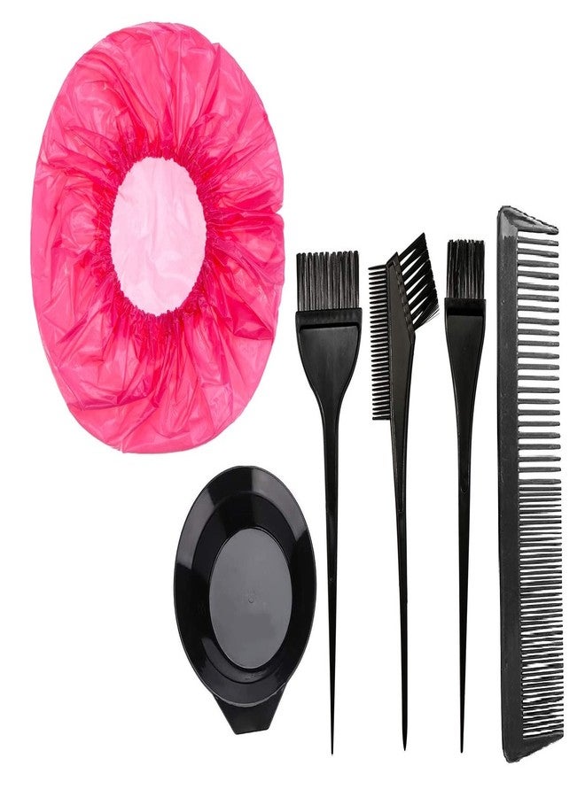 E-DUNIA Reusable Hair Colour Mixing Bowl and 3 Dye Brush Hair, Reusable Shower Cap and Styling Comb Colouring Kit (Black) - 6 PC - Image 1