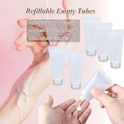 HANSPORTA Refillable Travel Tubes 10PCS 10ml Empty Tubes for Facial Cleanser Hand Cream Lotion Clear Plastic Squeeze Sample Bottles for DIY Projects Soft Mini Toothpaste Travel Tubes (10ML) - Image 2