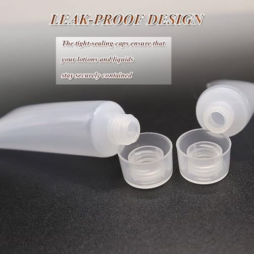 HANSPORTA Refillable Travel Tubes 10PCS 10ml Empty Tubes for Facial Cleanser Hand Cream Lotion Clear Plastic Squeeze Sample Bottles for DIY Projects Soft Mini Toothpaste Travel Tubes (10ML) - Image 4