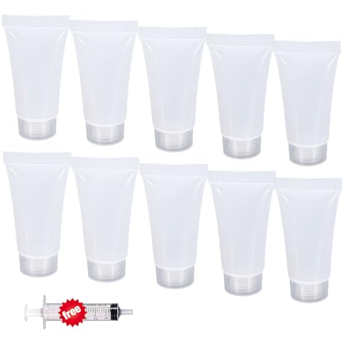 HANSPORTA Refillable Travel Tubes 10PCS 10ml Empty Tubes for Facial Cleanser Hand Cream Lotion Clear Plastic Squeeze Sample Bottles for DIY Projects Soft Mini Toothpaste Travel Tubes (10ML) - Image 1