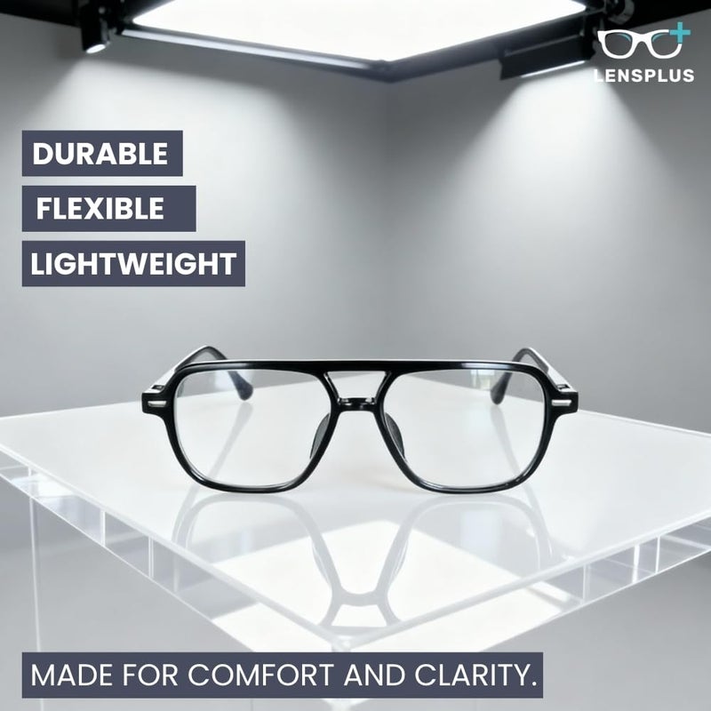 LENS+ Lensplus Aviator TR Full Rim Eyeglasses with Blue Cut Lightweight Unisex Eyewear for Men & Women | Stylish Computer & Daily Use Frame - Image 2